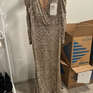 Mac Duggal Glittering Gold Sequin Dress